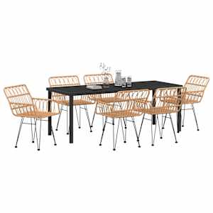 Zahradní jídelní souprava 7 pcs Hnědá Práškově lakovaná ocel - obrázek 3