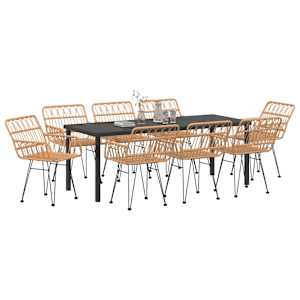 Zahradní jídelní souprava 9 pcs Hnědá Práškově lakovaná ocel - obrázek 3