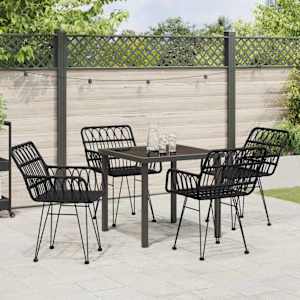 Komplet za jedilnico v vrtu 5 pcs Črna Prašno lakirano jeklo