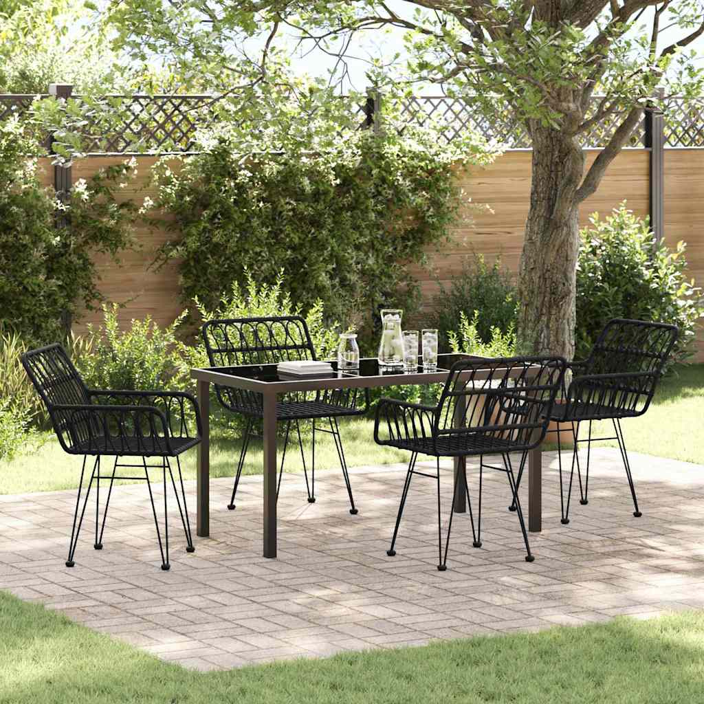 5-teiliges Gartentisch-Set Schwarz Poly Rattan