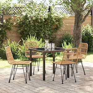 Komplet za jedilnico v vrtu 5 pcs Rjava Prašno lakirano jeklo