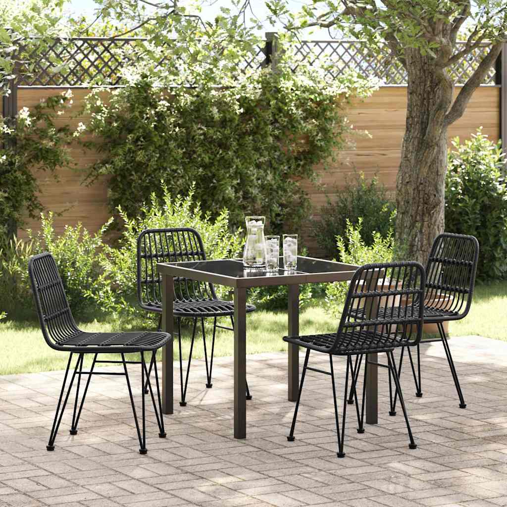 5-teiliges Garten Dining-Set Schwarz Poly Rattan