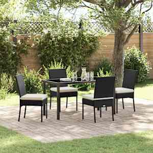 Zahradní jídelní souprava 5 pcs Černá Práškově lakovaná ocel - obrázek 1