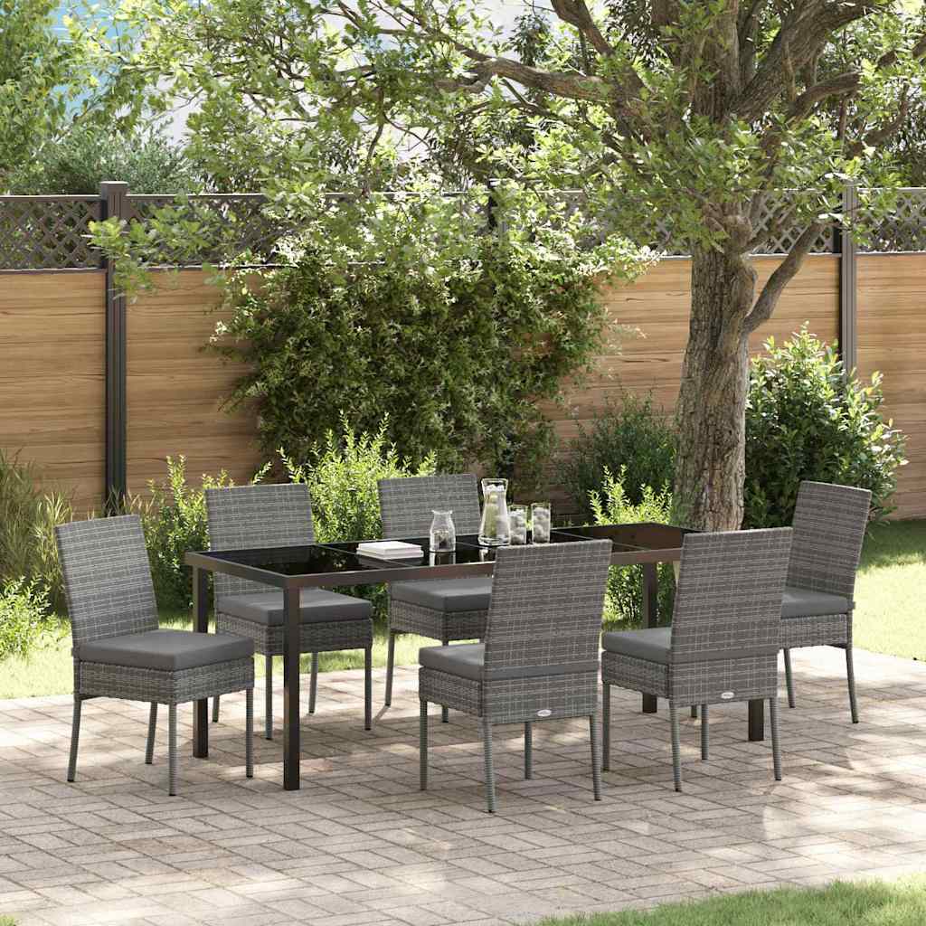 7-delt have spisestel grå polyrattan