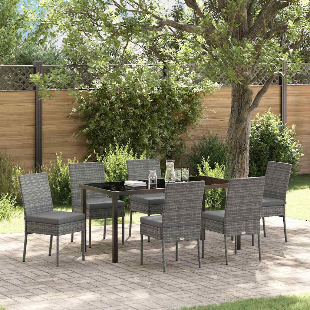 vidaXL Set de masă pentru grădină 7 pcs Gri Rattan poli