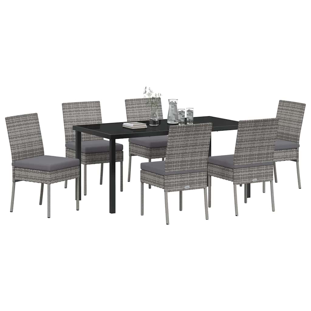 vidaXL Tuin Eetset 7 pcs Grijs Poly riet