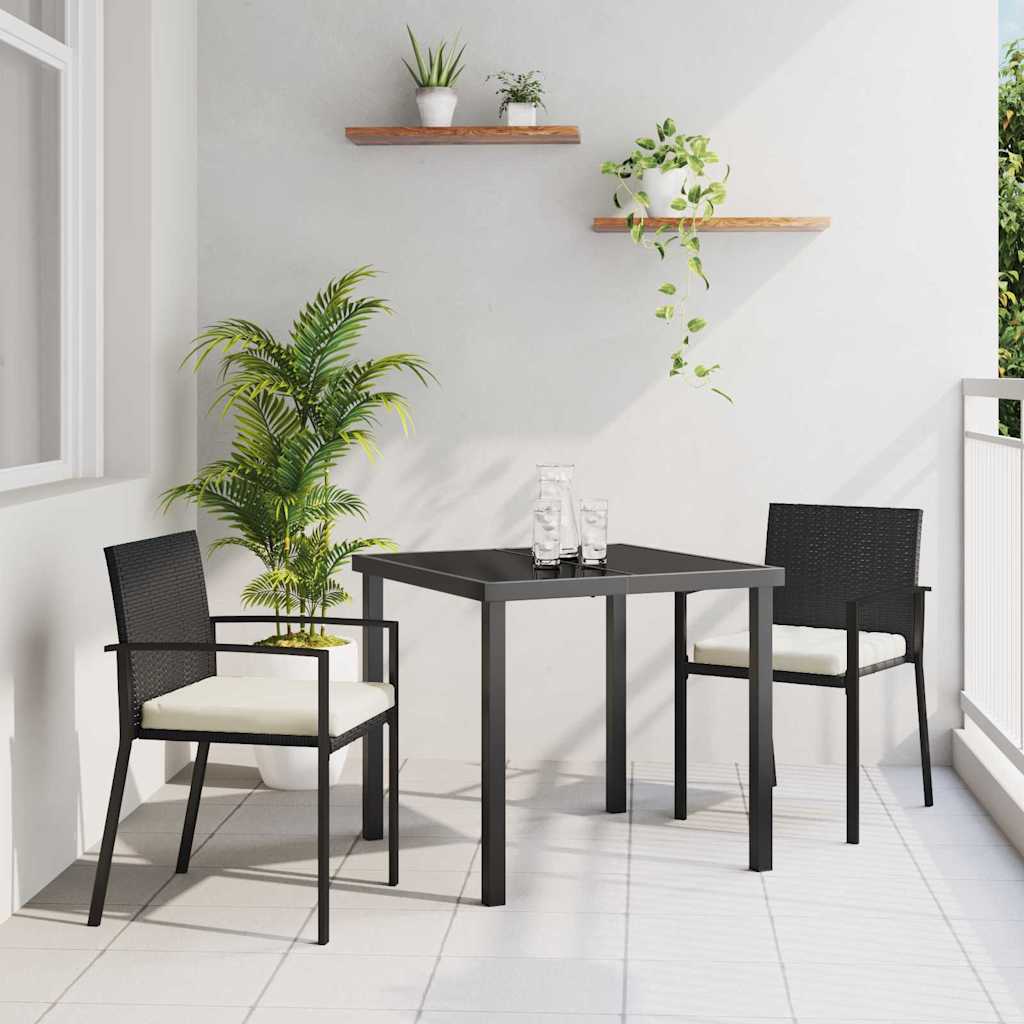 3-delt have spisestel Sort Poly Rattan
