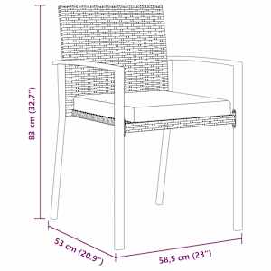 Zahradní jídelní souprava 3 pcs Černá Práškově lakovaná ocel - obrázek 10