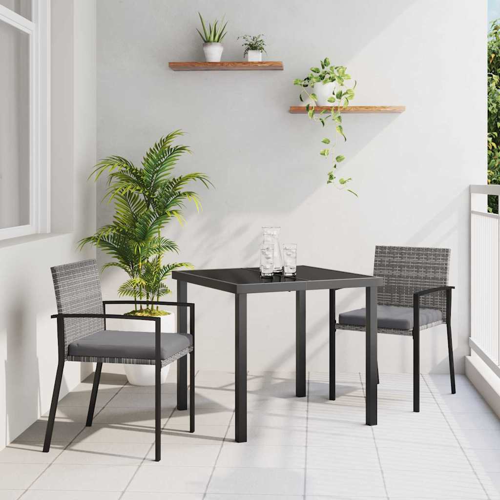 3-delt Havemøbel Sæt Grå Polyrattan