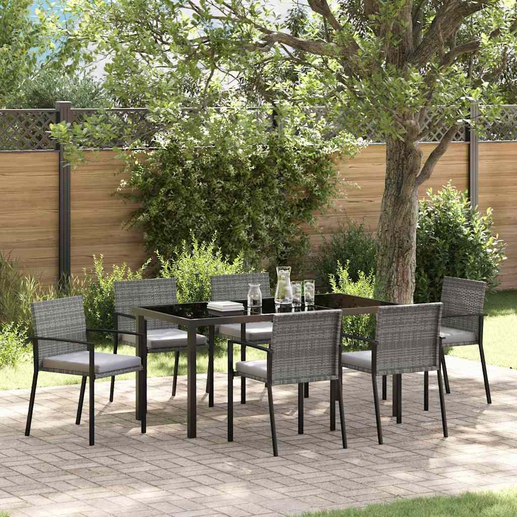 Garden Dining Set 7 pcs Grey Powder-Coated Steel 3379244