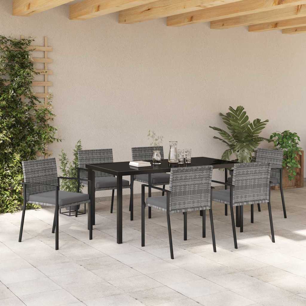 Garden Dining Set 7 pcs Grey Powder-Coated Steel 3379244
