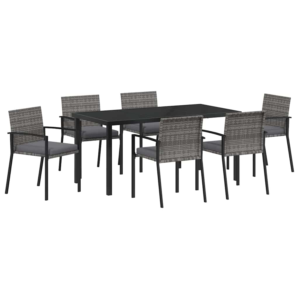 Garden Dining Set 7 pcs Grey Powder-Coated Steel 3379244