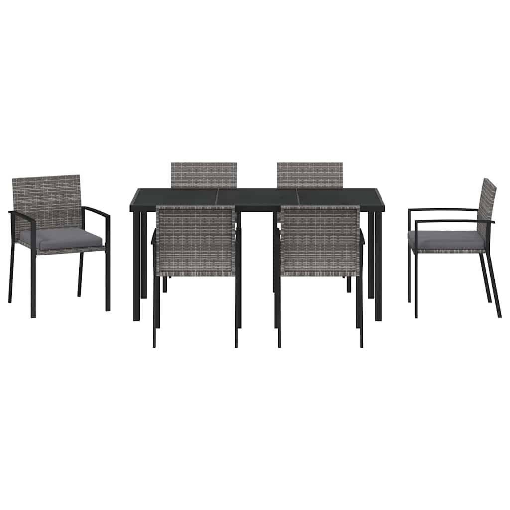 Garden Dining Set 7 pcs Grey Powder-Coated Steel 3379244