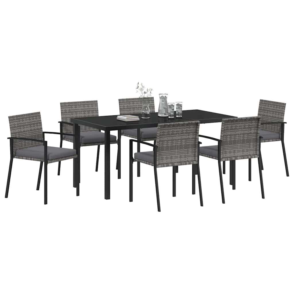 Garden Dining Set 7 pcs Grey Powder-Coated Steel 3379244