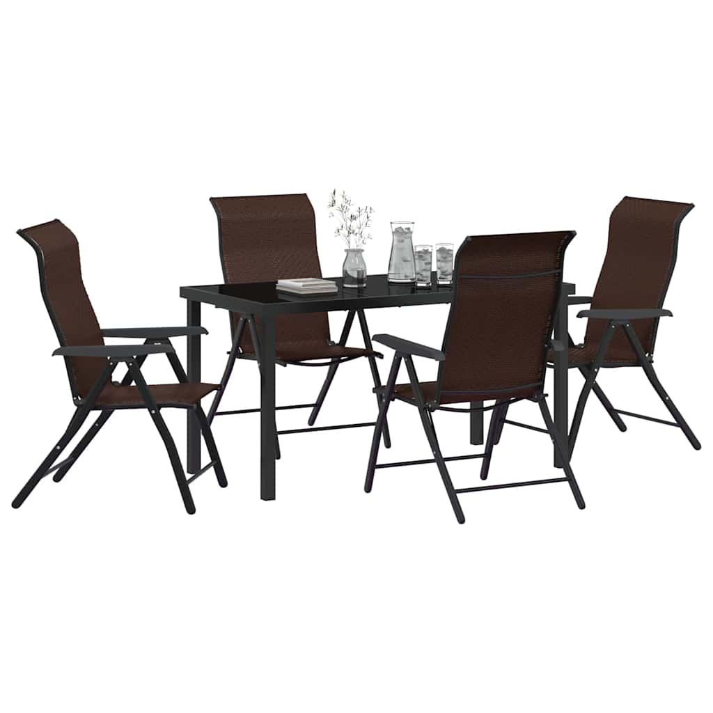 vidaXL 5-delige Tuin Eetset - Bruin Poly Rattan