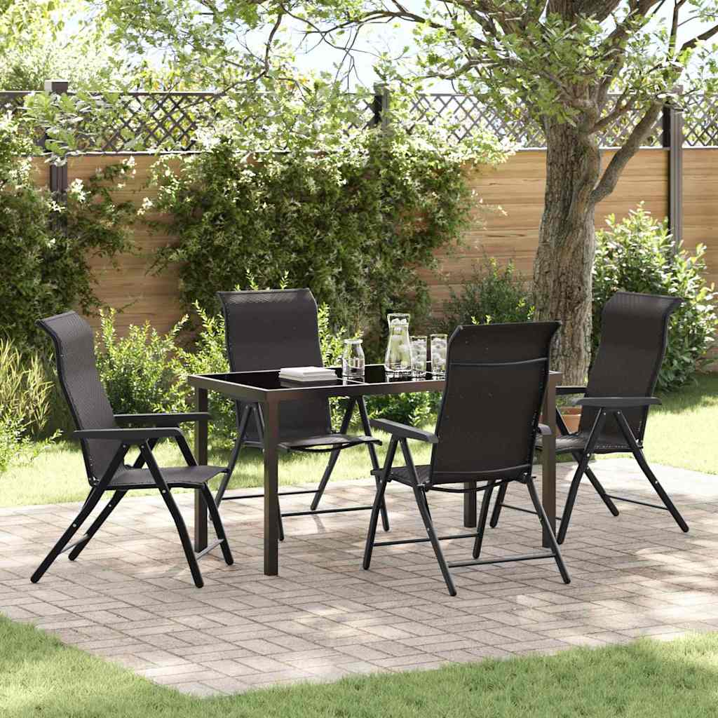 5 Delers Havemøbel Sæt Sort Poly Rattan