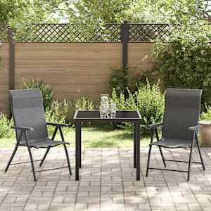 Zahradní jídelní souprava 3 pcs Šedá Práškově lakovaná ocel - obrázek 4