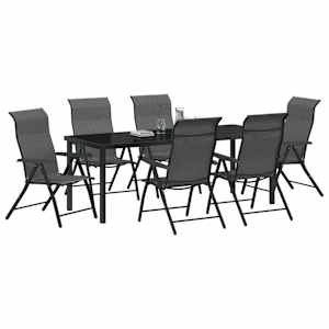 Zahradní jídelní souprava 7 pcs Šedá Práškově lakovaná ocel - obrázek 3