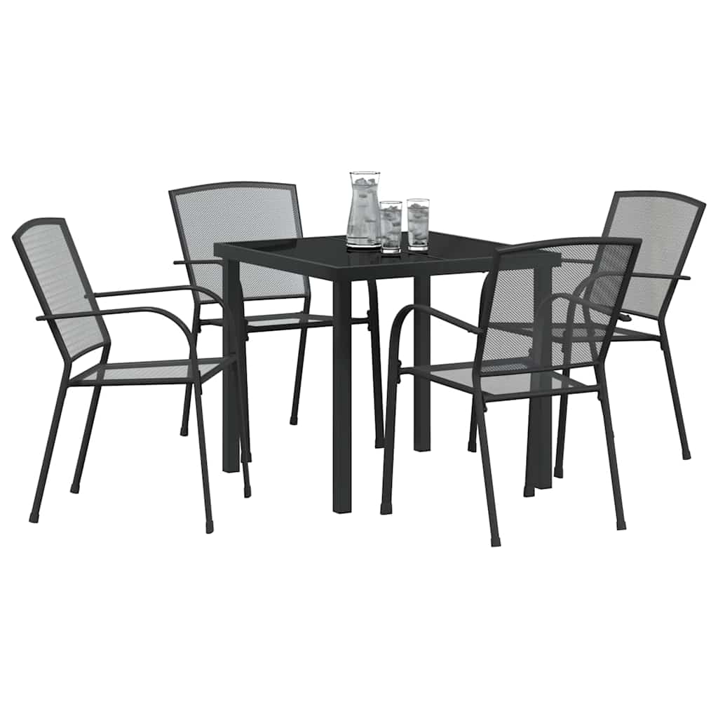 vidaXL 5-Delige Tuin Eetset - Antraciet Staal
