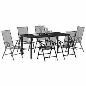 Zahradní jídelní souprava 7 pcs Antracit Práškově lakovaná ocel - obrázek 3