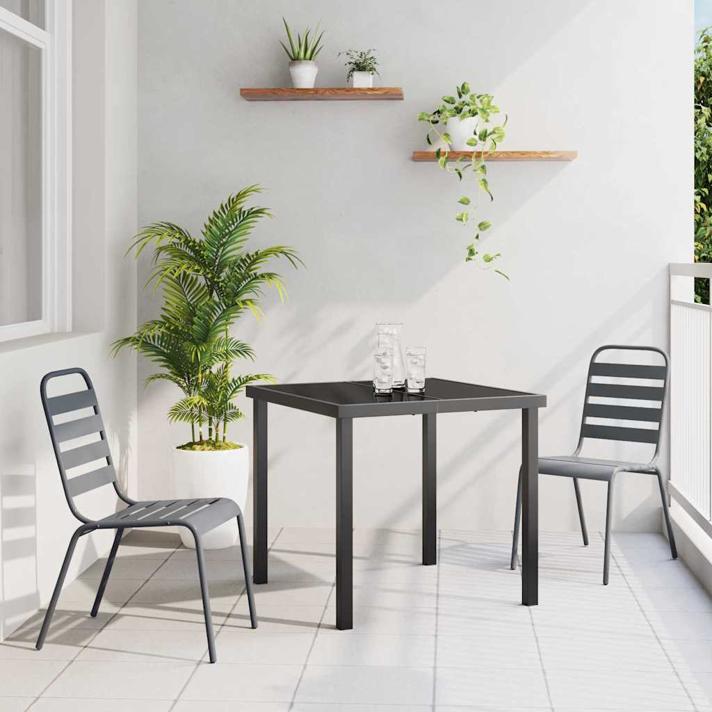 vidaXL Set de masă pentru grădină 3 pcs Gri închis Oțel