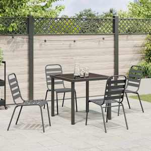 Zahradní jídelní souprava 5 pcs Antracit Práškově lakovaná ocel - obrázek 4