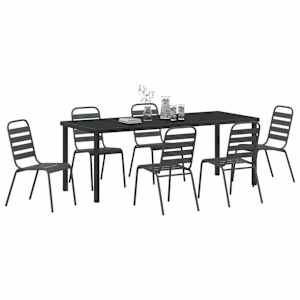 Zahradní jídelní souprava 7 pcs Antracit Práškově lakovaná ocel - obrázek 3