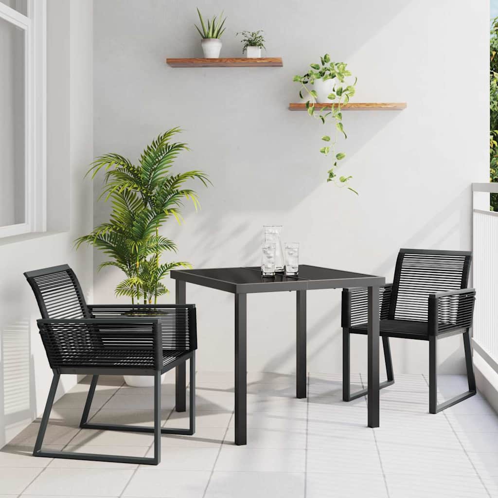 3 delers have spise sæt Sort poly rattan