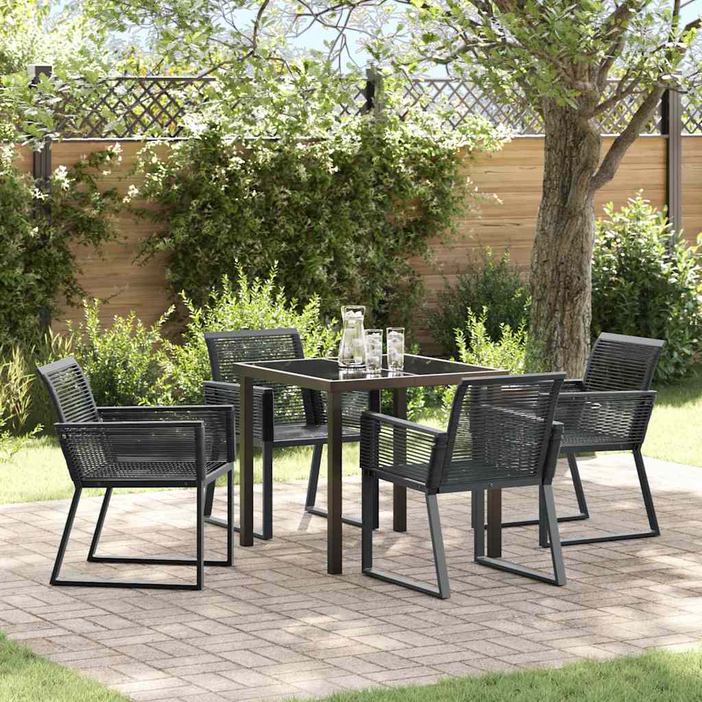 5-tlg. Garten-Essgruppe Schwarz Poly Rattan