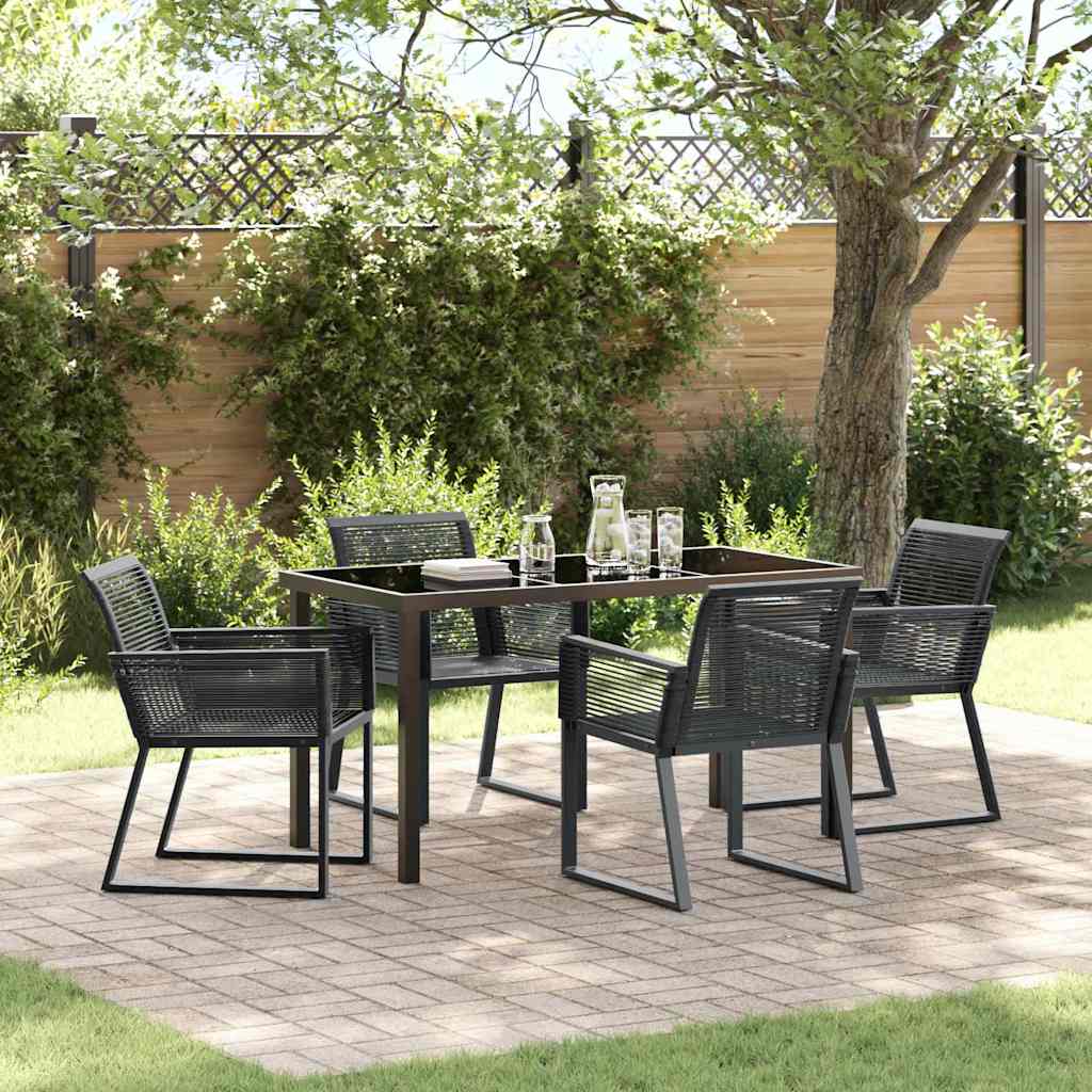 5-tlg. Garten-Essgruppe Schwarz Poly Rattan