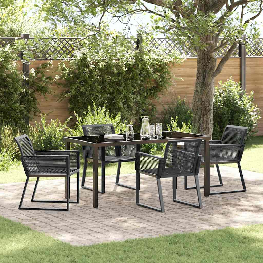 5 Delt Have Spisebords Sæt Sort Polyrattan