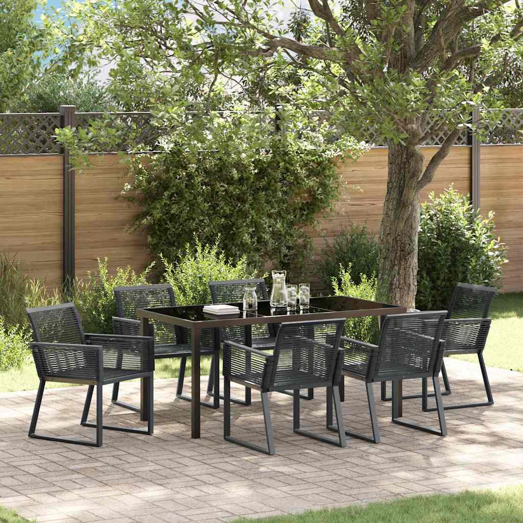 7-Personers Have Spisesæt Sort Poly Rattan