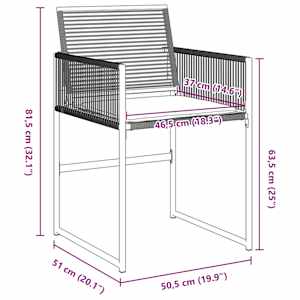 Zahradní jídelní souprava 5 pcs Černá Práškově lakovaná ocel - obrázek 10