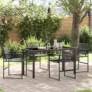 Komplet za jedilnico v vrtu 5 pcs Črna Prašno lakirano jeklo