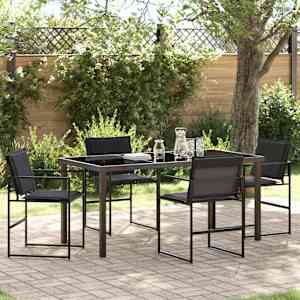 Komplet za jedilnico v vrtu 5 pcs Črna 160 x 80 x 73 cm