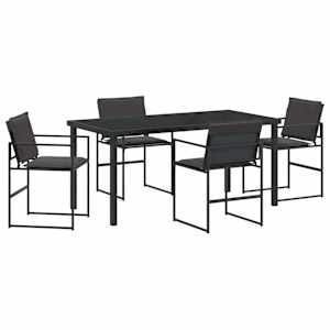 Zahradní jídelní souprava 5 pcs Černá 160 x 80 x 73 cm - obrázek 2