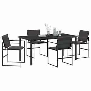 Zahradní jídelní souprava 5 pcs Černá 160 x 80 x 73 cm - obrázek 3