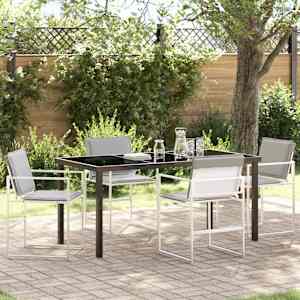 Komplet za jedilnico v vrtu 5 pcs Bela 160 x 80 x 73 cm