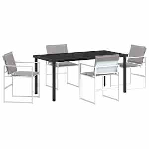Zahradní jídelní souprava 5 pcs Bílá 160 x 80 x 73 cm - obrázek 2
