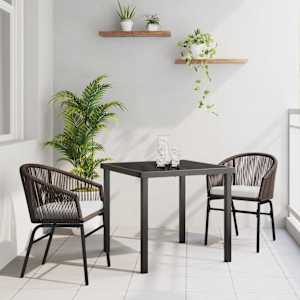 Komplet za jedilnico v vrtu 3 pcs Rjava Prašno lakirano jeklo