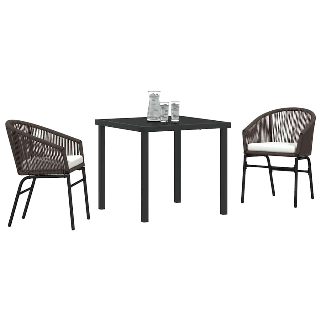 vidaXL 3-delige Tuinset in Bruin Poly Rattan