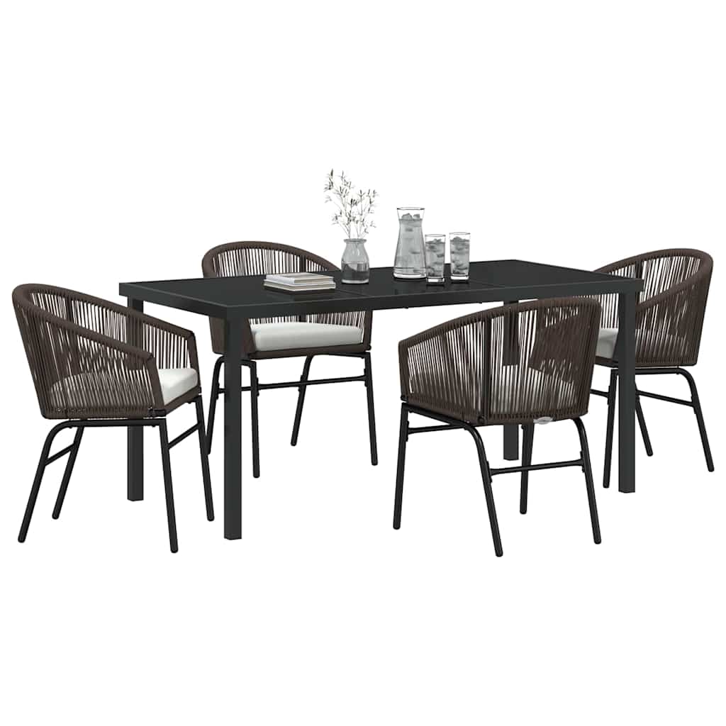 vidaXL 5-delige Tuinset met Kussens in Bruin Poly Rattan.