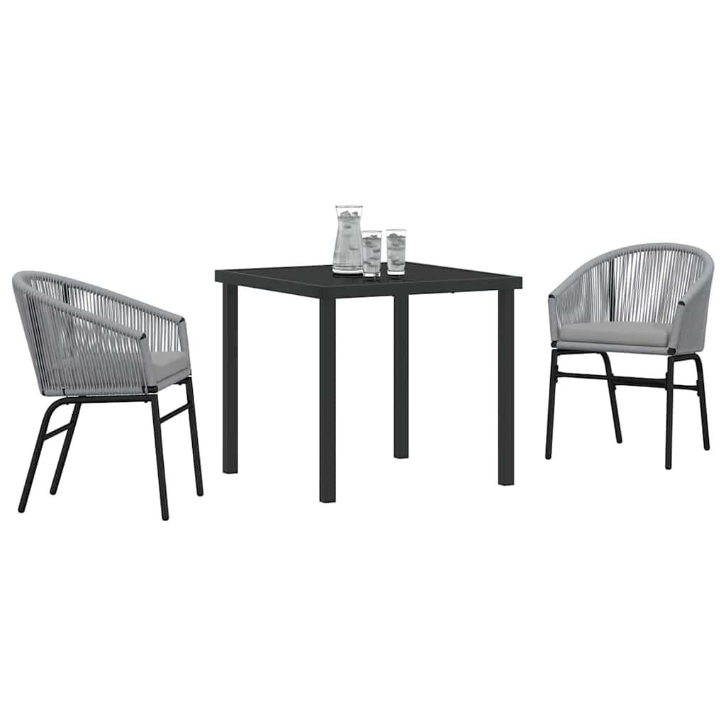 vidaXL 3-delige Tuinset - Grijs Poly Rattan