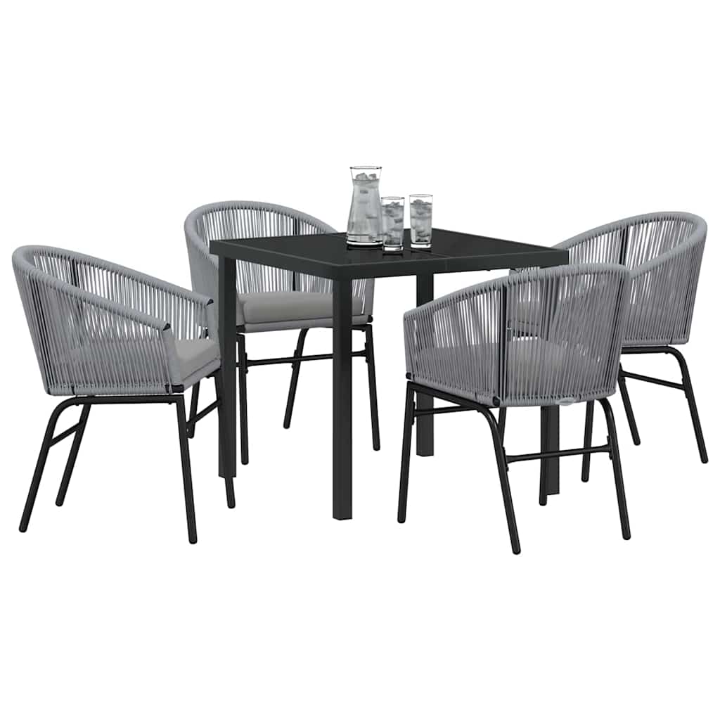 vidaXL 5-delige Tuinset met Eettafel - Grijs Poly Rattan