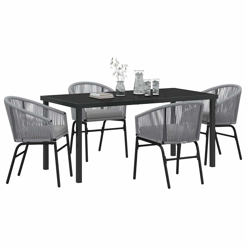 vidaXL 5-delige Tuin Eettafel Set in Grijs Poly Rattan