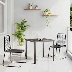 Komplet za jedilnico v vrtu 3 pcs Črna Prašno lakirano jeklo