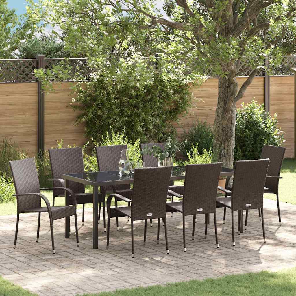5 Delt Have Dining Sæt Brun Polyrattan