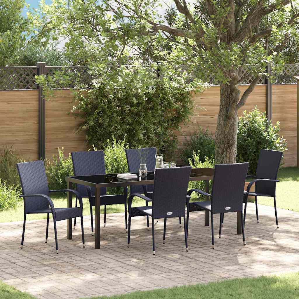 7-personers have spisesæt sort poly rattan