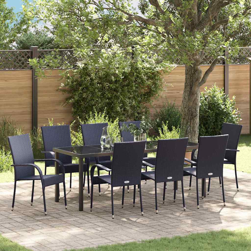 5-delt have spisebordssæt sort poly rattan