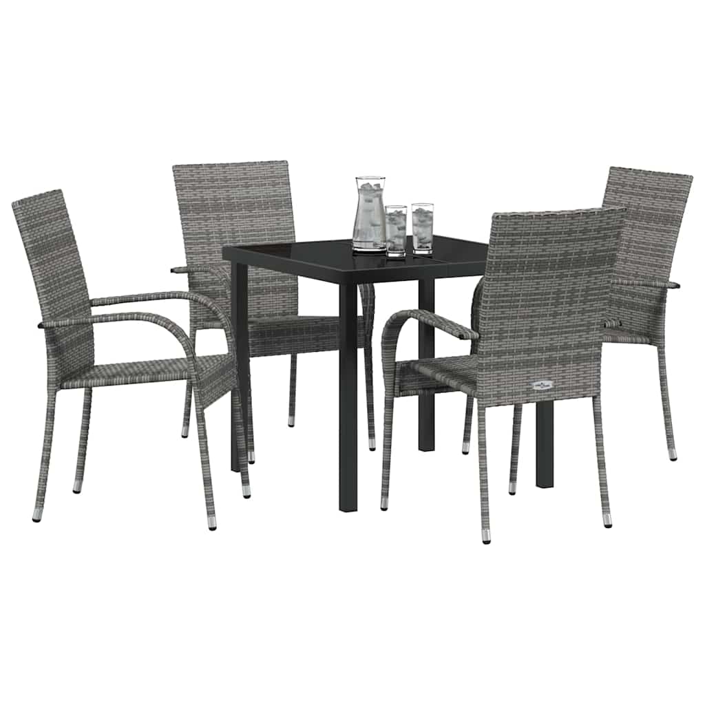 vidaXL Tuin Eetset 5 pcs Grijs Poly riet